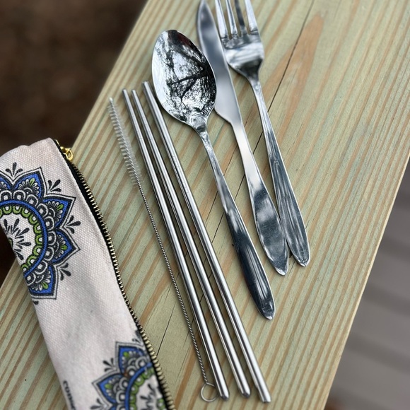 Mandala Eco-Friendly Travel Cutlery Set 7-Piece Utensils Reusable - Picture 10 of 13